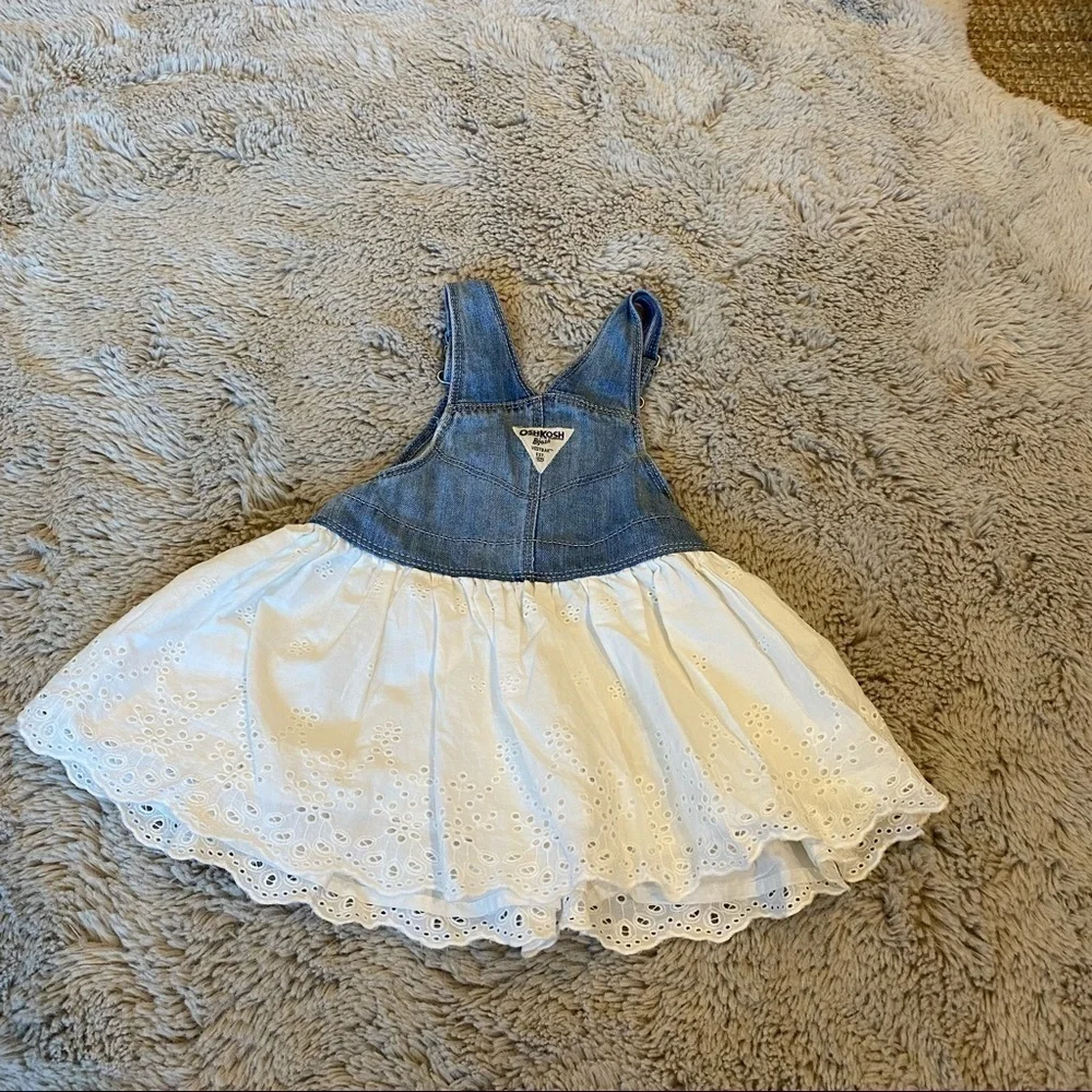 Osh Kosh denim overalls dress eyelet 18m NWT